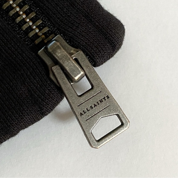 ALL SAINTS BLACK FUZZY NECKLINE FAUX SHERPA COLLAR BORA BIKER SWEATSHIRT JACKET - Picture 6 of 8